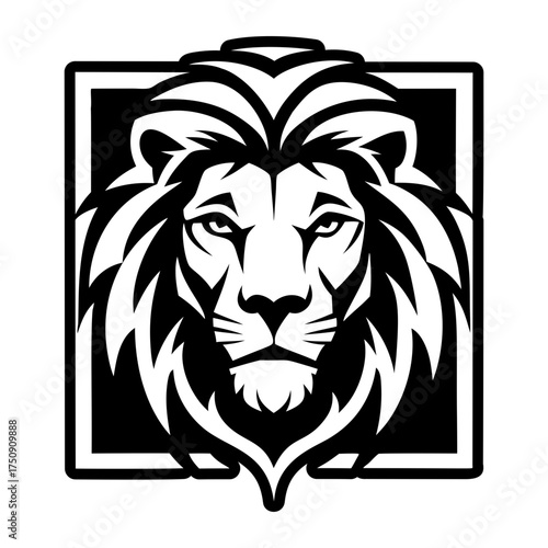 A solid style icon depicting a lion face