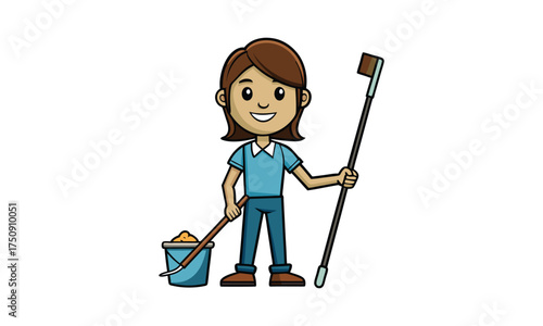 Cleaning Lady Illustration
