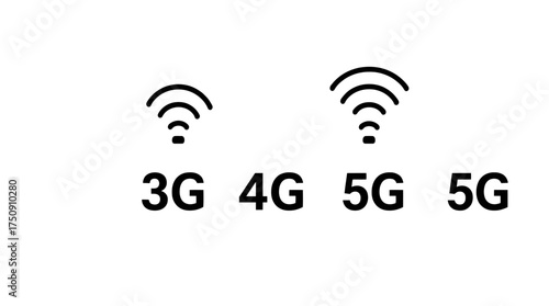 Visual representation of wireless network connectivity levels, showcasing 3G, 4G, and 5G.
