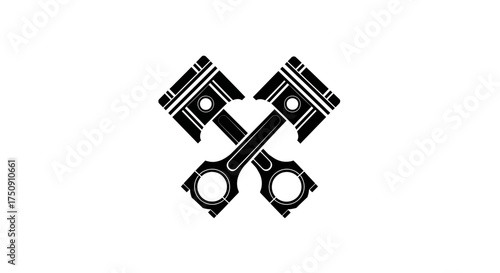 Two pistons crossed, creating a graphic element on a white background.