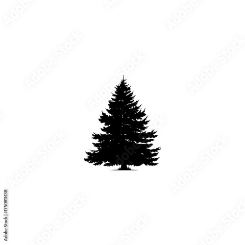 Christmas tree silhouette. This image features a black silhouette of a decorated evergreen tree, symbolizing the holiday spirit and festive celebrations.