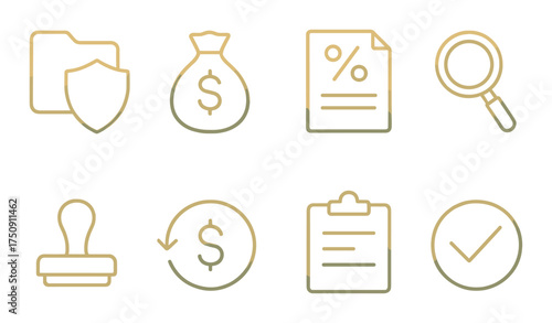 Safety equipment and hazard icons on metallic background.