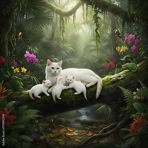 cat in the garden, babies cat