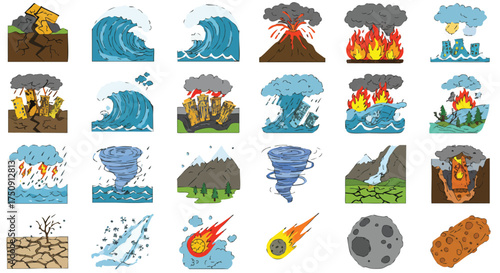 A comprehensive collection of natural disasters and environmental hazards, illustrating the powerful forces shaping our planet's dynamic systems.