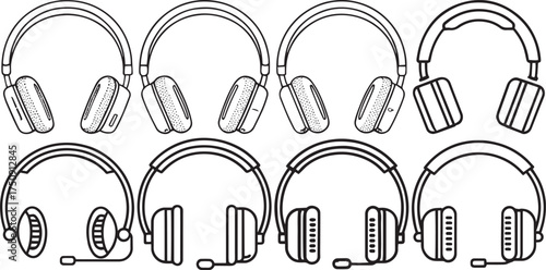 Headphone Simple Outline Icons