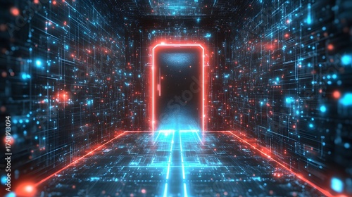 Open door at a digital path.