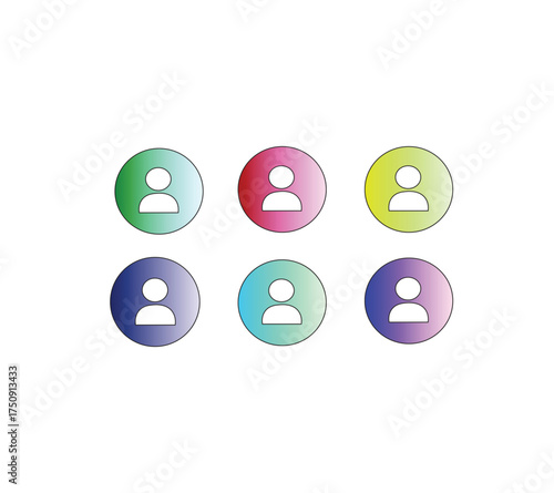 collection of Modern user profile icon set isolated on transparent background