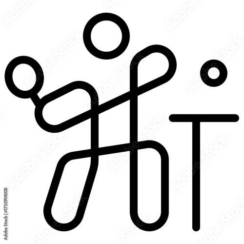 Table Tennis Icon Vector Illustration with Line or Outline Style