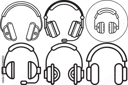 Headphone Vector Silhouette Set