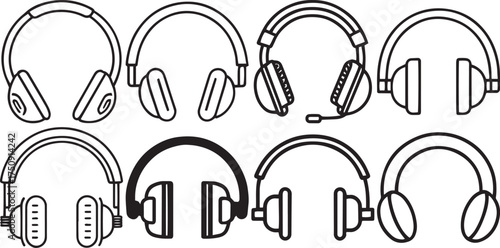 Headphone Icon Line Art Pack