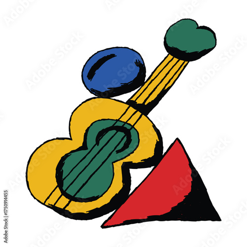 abstract guitar cartoon drawing illustration