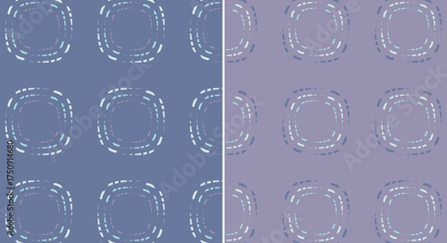 Modern hand-brushed rounded square abstract seamless pattern in pastel and cool tone variations