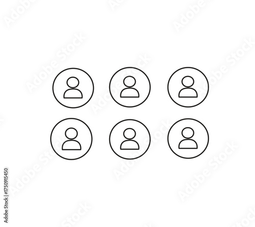 Minimalist flat vector illustration of a user icon set isolated on white background