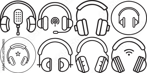 Headphone Line Emblem Silhouettes
