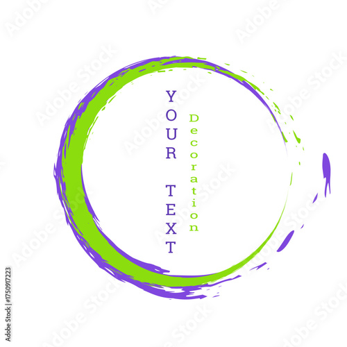 Zen circle emblem. Brushstrokes. Multicolored brushstrokes. 