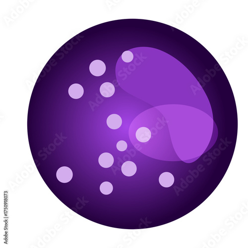 Abstract purple spherical cell illustration, designed for science, medicine, or technology presentations with a modern and sophisticated visual element