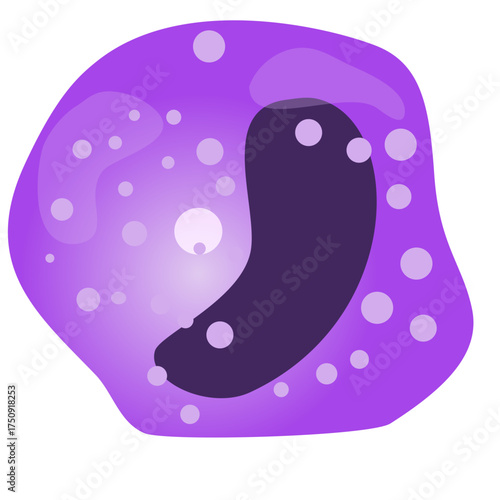 Detailed eosinophil representation for educational medical guides, highlighting cellular biology in a visually engaging and scientifically accurate manner