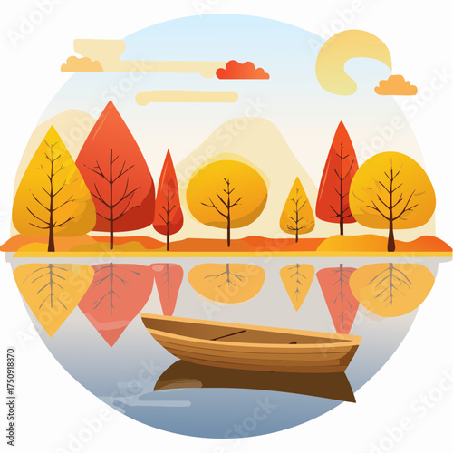 Herbstlicher See bei Sonnenuntergang