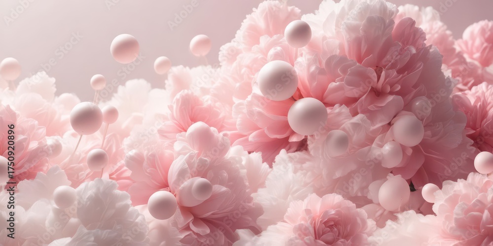 Obraz premium Soft pink swirling clouds on white background