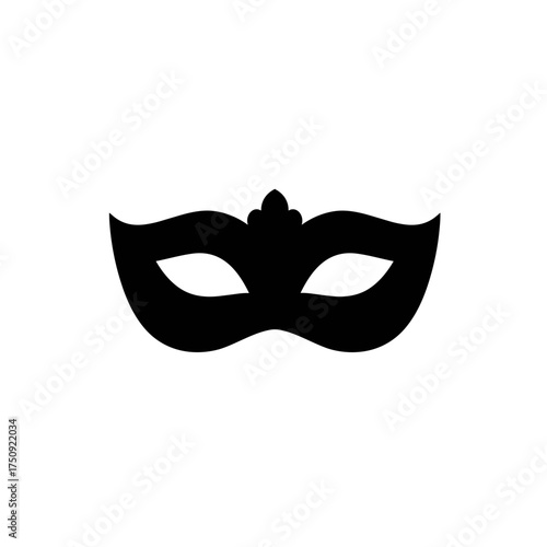 Decorative masquerade mask icon in black for festive design