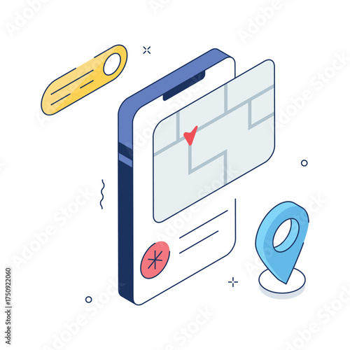 Isometric map interface for locating hospitals and clinics using smart healthcare navigation.