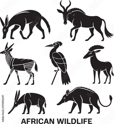 African wildlife silhouettes for safari adventure