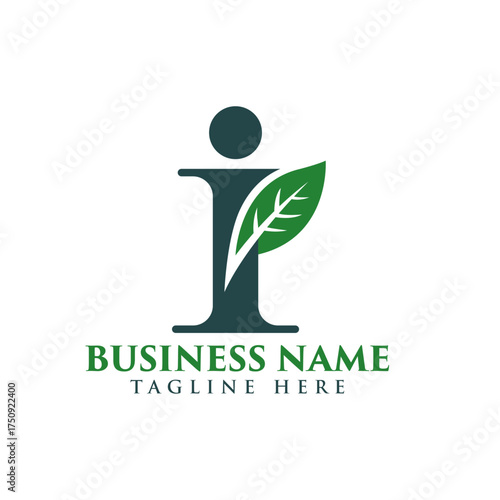 Letter I Leaf Nature Organic Eco Logo Vectors Illustrations Logo