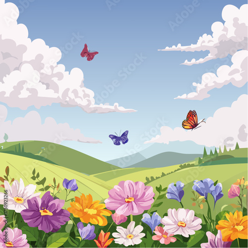 Frühling auf einer Blumenwiese