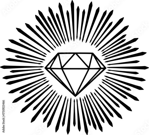 Black silhouette arrows radiating outward from a central diamond isolated on white background
