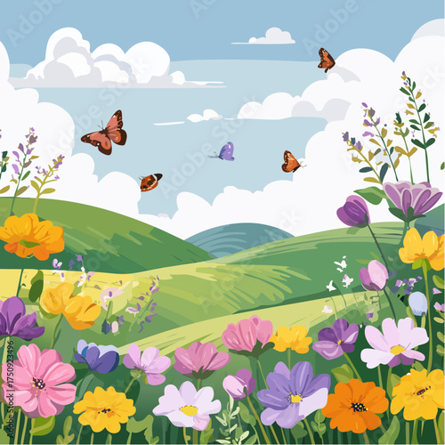 Frühling auf einer Blumenwiese