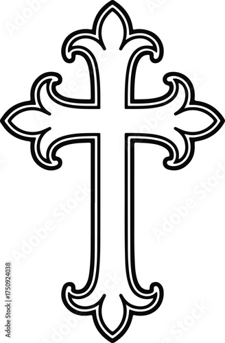 Cross Fleury illustration,  religious cross silhouette, Jesus Christ Clipart, Christian Cross Design