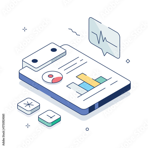 Take your hands on this amazing isometric illustration of medical data report