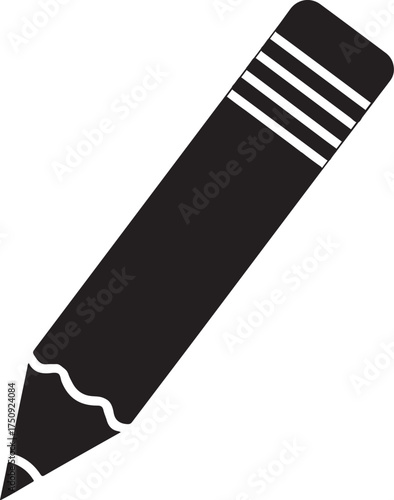 Pencil silhouette vector icon, pencil icon, pencil silhouette vector isolated on a white background