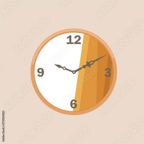 wooden wall clock vector illustration element design template