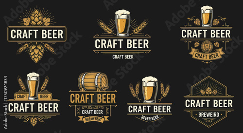 Craft Beer Logos Collection Featuring Various Designs and Styles.
