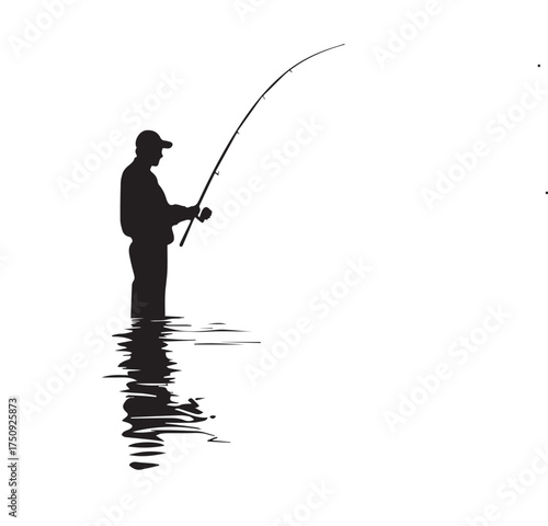 man fishing on the lake