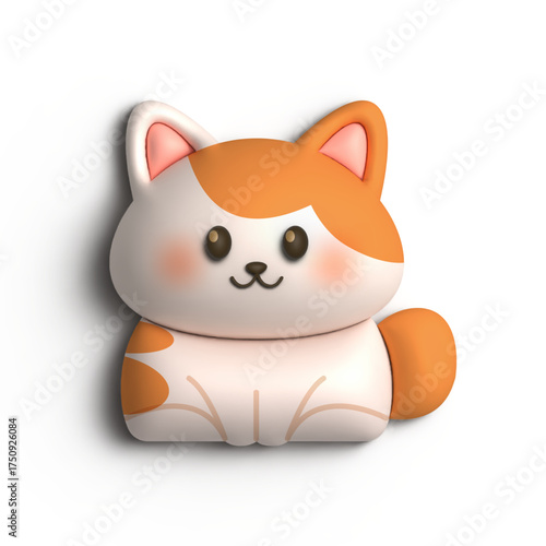 3D Cute Cat With Orange Color Motif Illustration Design 