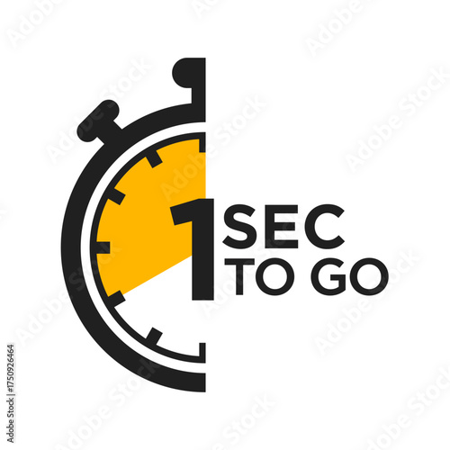 1 second to go last countdown icon. Countdown remaining time banner. Count timer vector illustration.