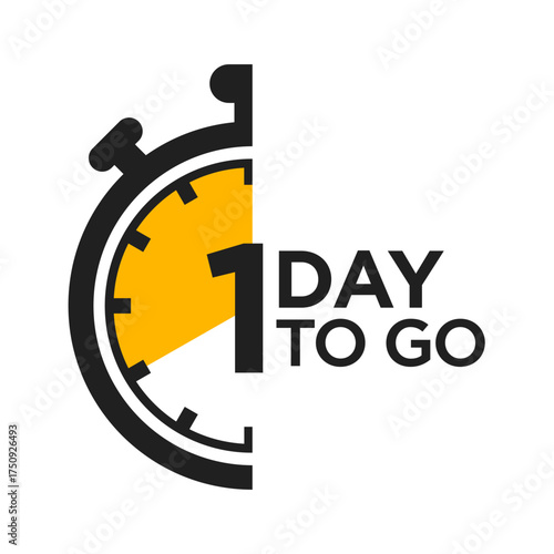 1 day to go last countdown icon. Countdown remaining time banner. Count timer vector illustration.