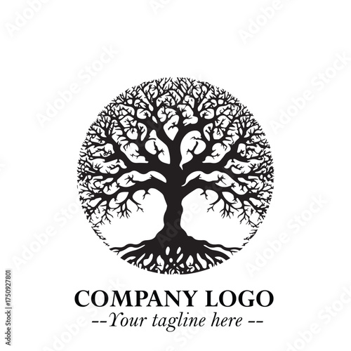 Root of the Tree Logo Symbol in Black and White Minimalist Vector Illustration Design