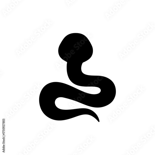 Cute snake silhouette icon vector flat design.