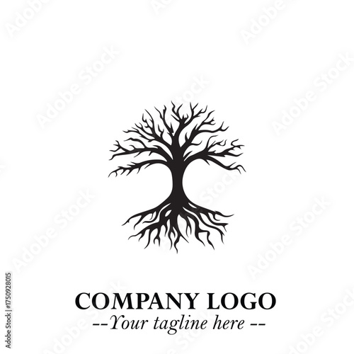 Root of the Tree Logo Symbol in Black and White Minimalist Vector Illustration Design