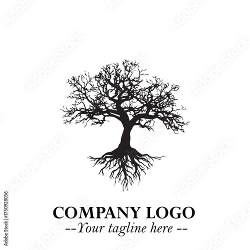 Root of the Tree Logo Symbol in Black and White Minimalist Vector Illustration Design