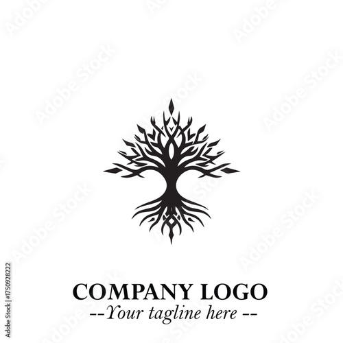 Root of the Tree Logo Symbol in Black and White Minimalist Vector Illustration Design
