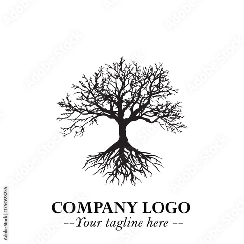 Root of the Tree Logo Symbol in Black and White Minimalist Vector Illustration Design