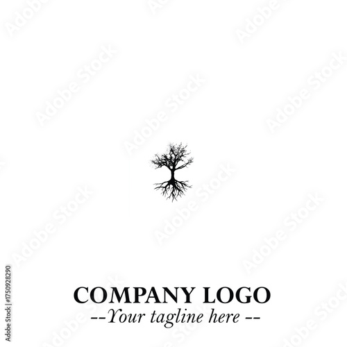 Root of the Tree Logo Symbol in Black and White Minimalist Vector Illustration Design
