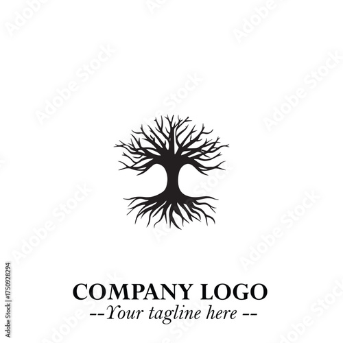 Root of the Tree Logo Symbol in Black and White Minimalist Vector Illustration Design