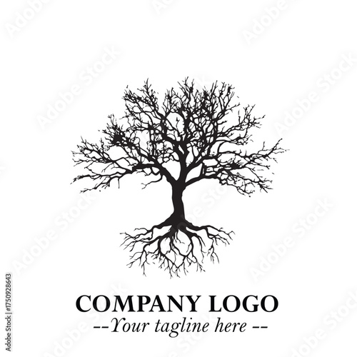 Root of the Tree Logo Symbol in Black and White Minimalist Vector Illustration Design