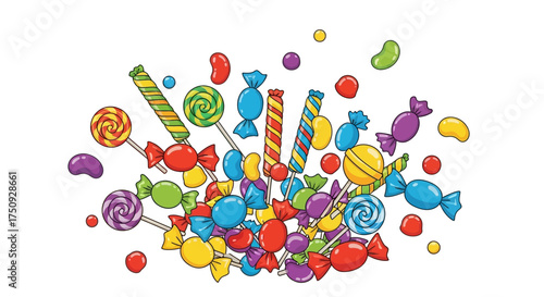 Colorful candy assortment for sweet treat lovers and party decorations, perfect for birthdays, holidays, and whimsical designs, a vibrant sugar rush