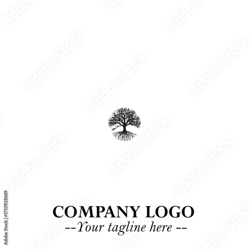 Root of the Tree Logo Symbol in Black and White Minimalist Vector Illustration Design